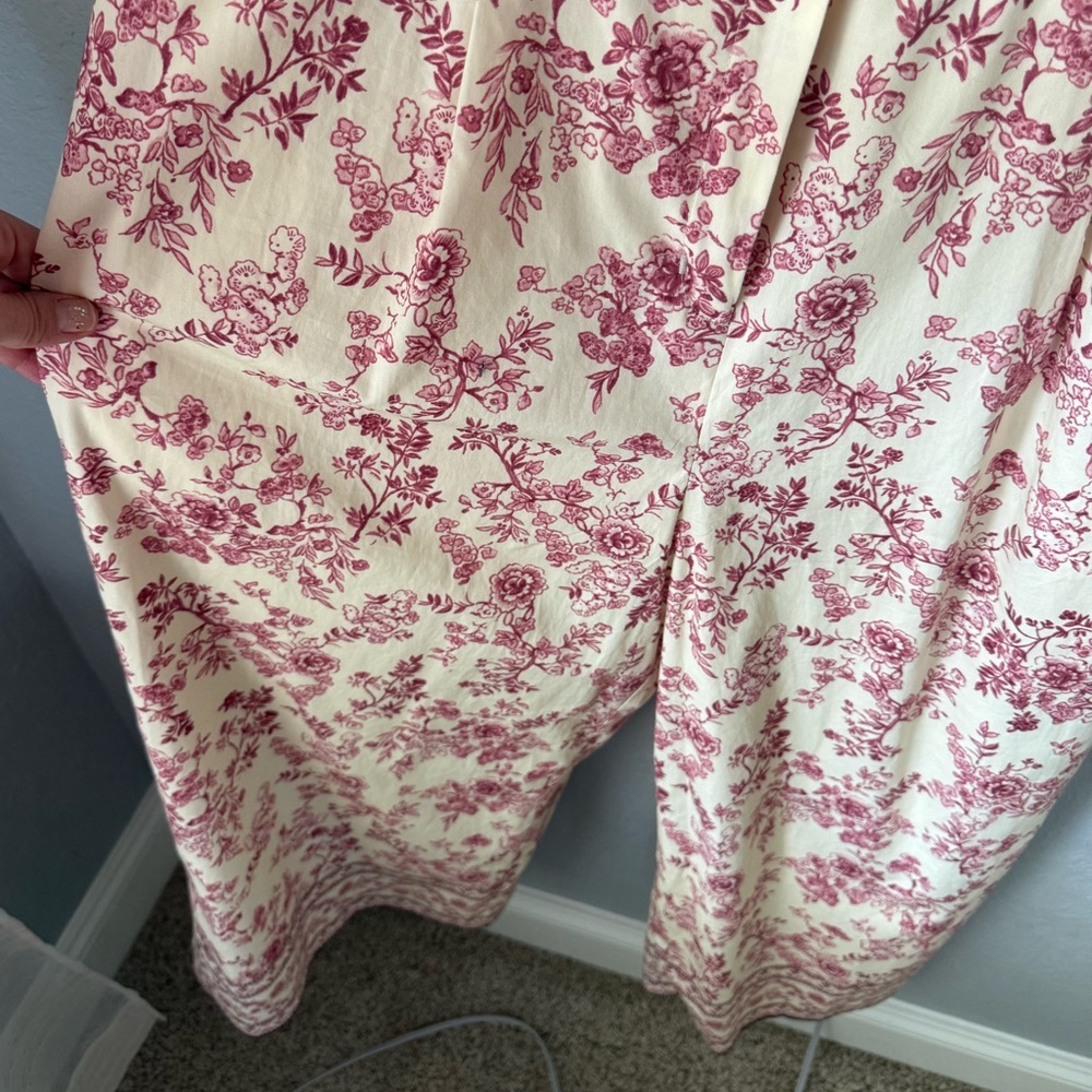 Gal Meets Glam Darla wide-leg cotton jumpsuit Red Pink Cream floral Size 12 - Picture 5 of 5